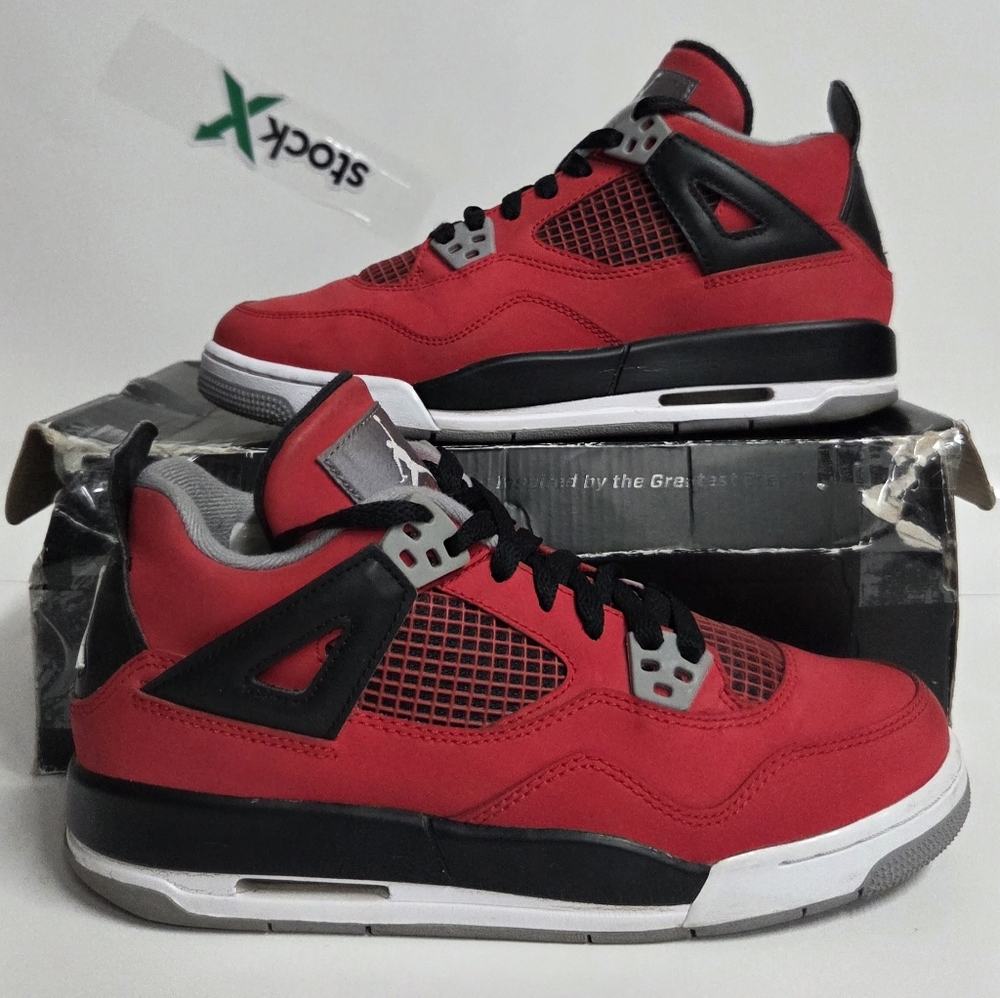 Jordan Air Jordan 4 Retro Toro Bravo Red Black White Leather Sneakers 6Y